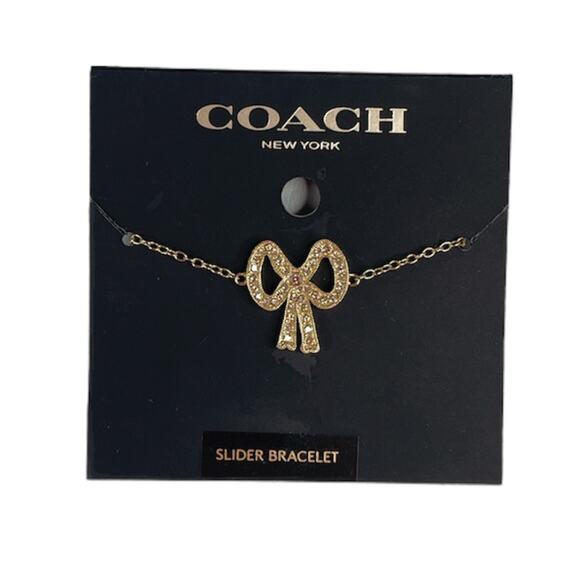 Coach Antique Bow Slider Bracelet, Gold Tone - Picture 1 of 5